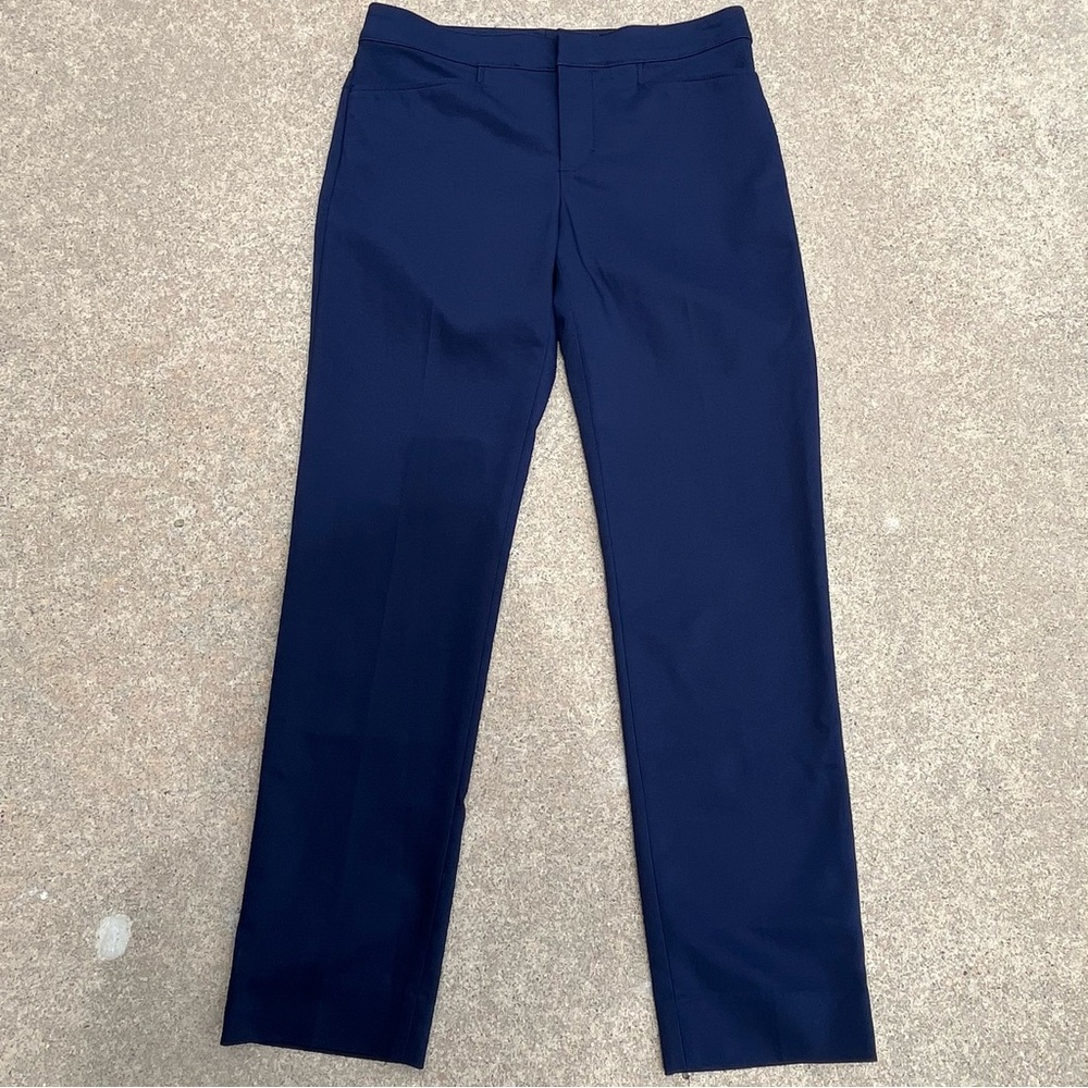 Chaps Classic Straight Leg Chino Pants‎ Women 6 Navy Blue Cotton Blend 32x29
